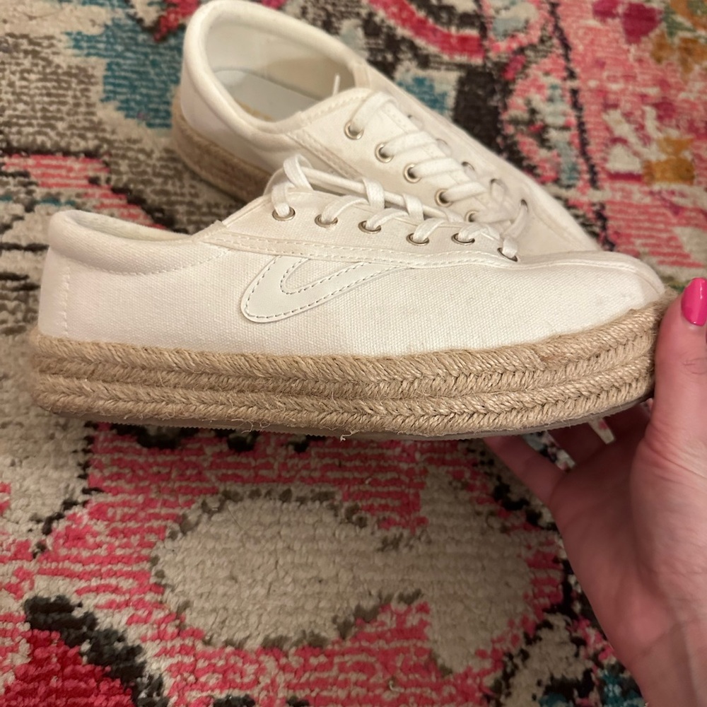 Tretorn White Espadrille Shoes with Canvas Upper
